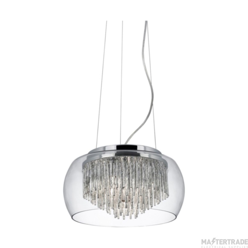 Searchlight Curva 4 Light Ceiling Pendant In Chrome With Clear Glass