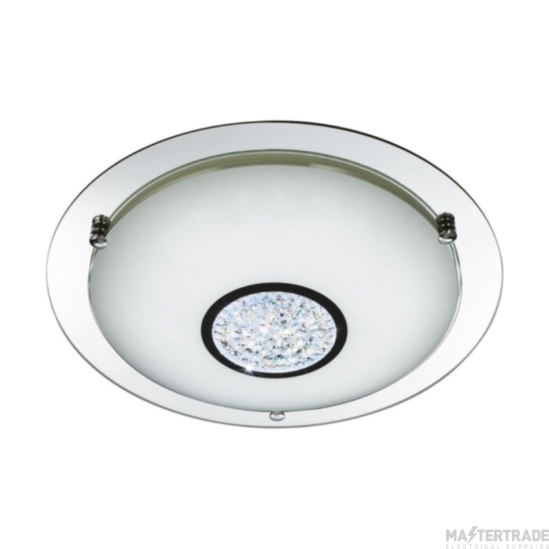 Searchlight Bathroom Flush Ceiling Light In Chrome Dia: 320mm