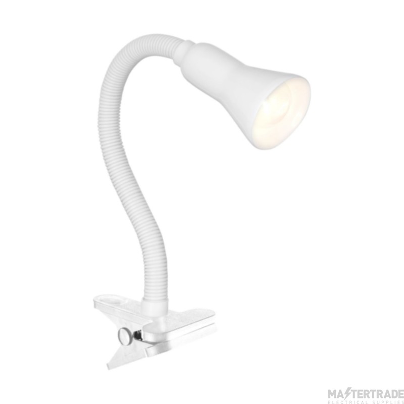 Searchlight White Flex Clip On Desk Lamp with Clamp