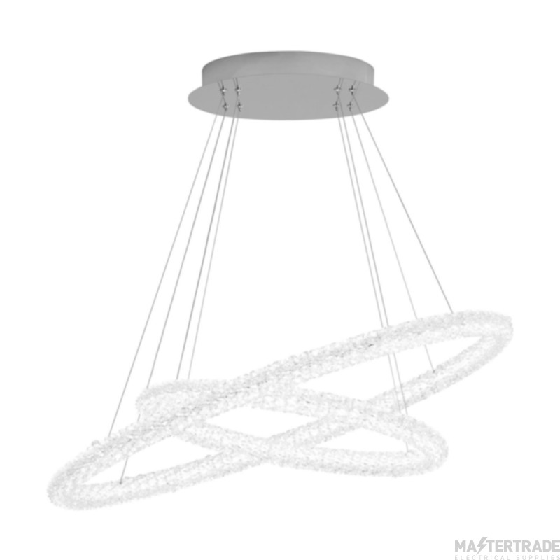 Searchlight Circle Looped Ceiling Pendant Light In Chrome And Crystal Glass Width: 830mm