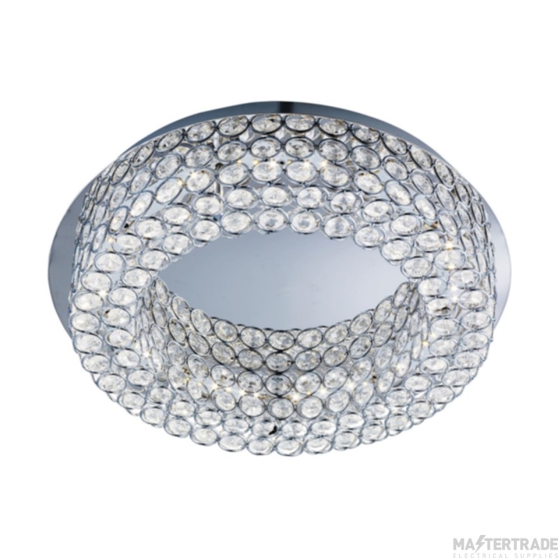 Searchlight Vesta Flush Ceiling Light With Halo Of Decorative Crystal Buttons In Chrome