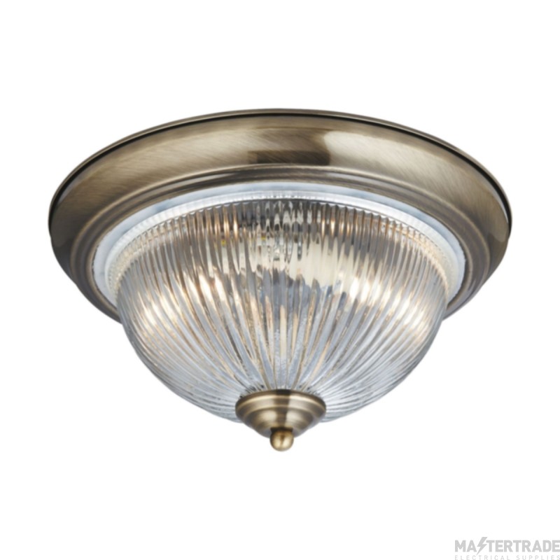 Searchlight American Diner IP44 Flush Ceiling Light Antique Brass