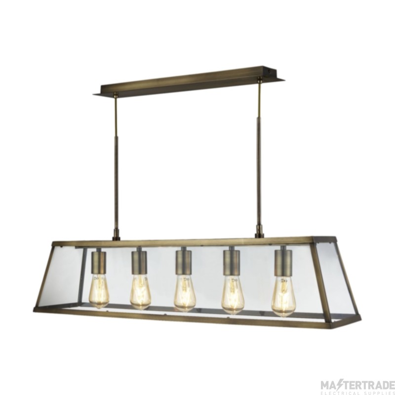 Searchlight Voyager 5 Light Linear Ceiling In Antique Brass