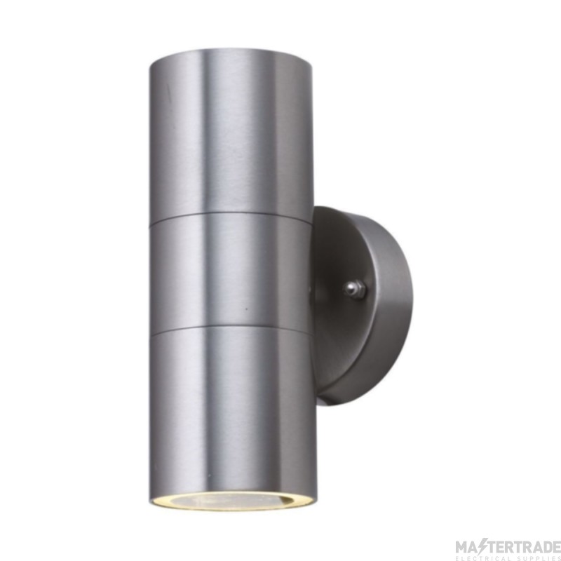 Searchlight 2 Light Outdoor Tube Wall With Clear Glass In Stainless Steel
