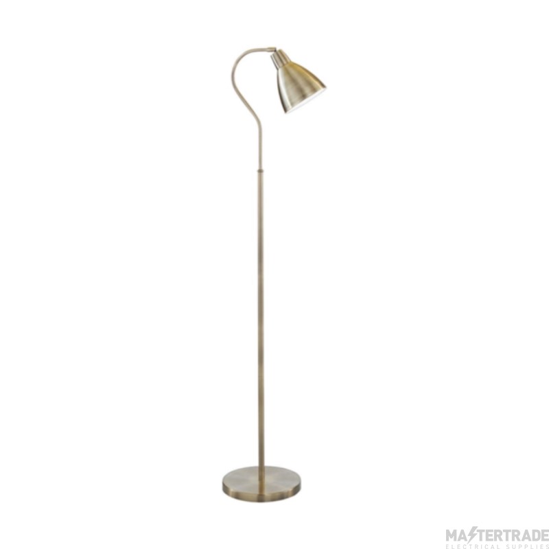Searchlight Antique Brass Floor Lamp with Metal Dome