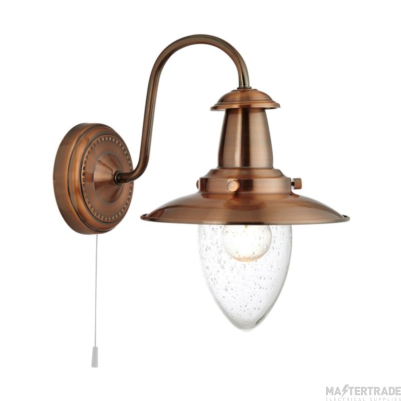 Searchlight Fisherman Copper Wall Light With Seeded Glass Shade