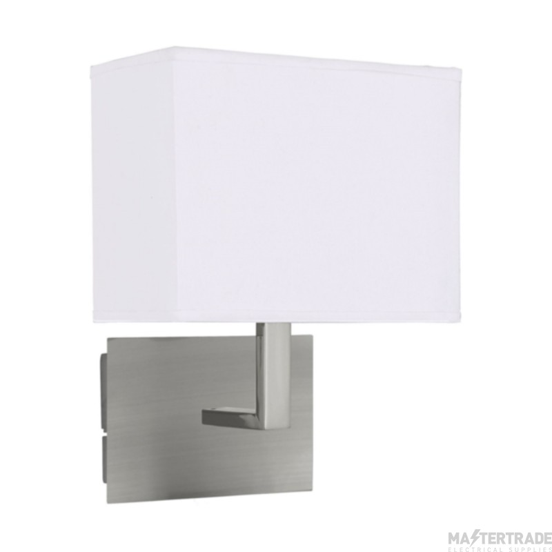 Searchlight Satin Silver Wall Light with Fabric Shade