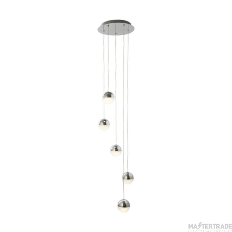 Searchlight Marbles Five Light Ceiling Pendant Cluster In Chrome With Crushed Glass