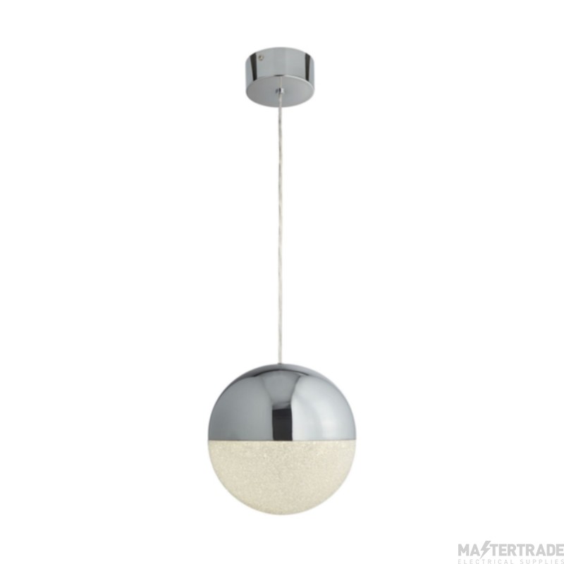 Searchlight Marbles 1 Light Ceiling Pendant In Chrome And Crushed Ice Dia: 250mm