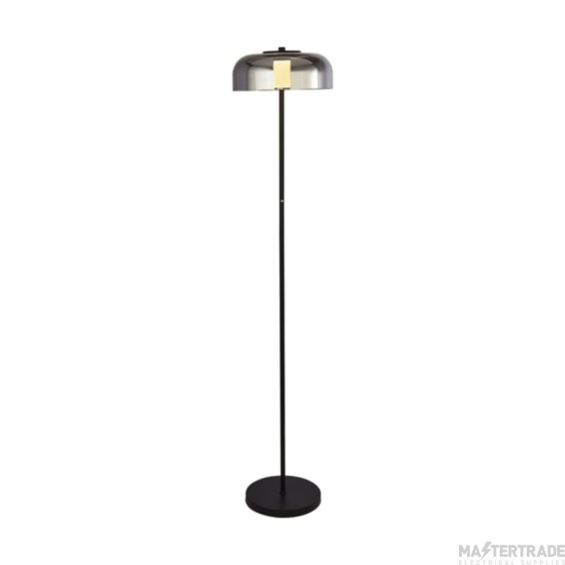 Searchlight Frisbee 1lt Led Floor Lamp, Matt Black With Smoked Glass