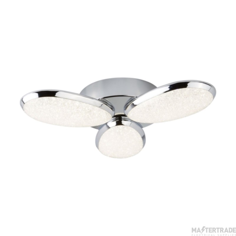 Searchlight Lori Three Light Semi Flush LED Ceiling In Chrome With Crushed Ice Effect