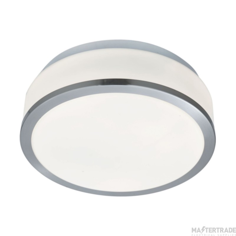 Searchlight Bathroom Flush Modern Satin Silver Light with Opal Glass