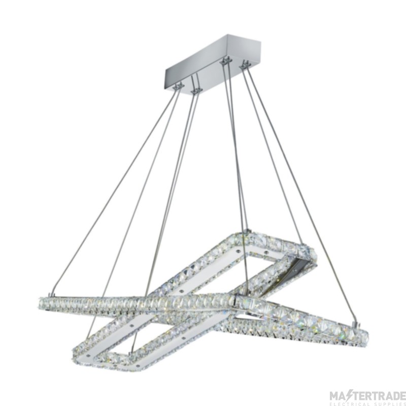 Searchlight Crystal Glass LED Ceiling Pendant Light in Chrome