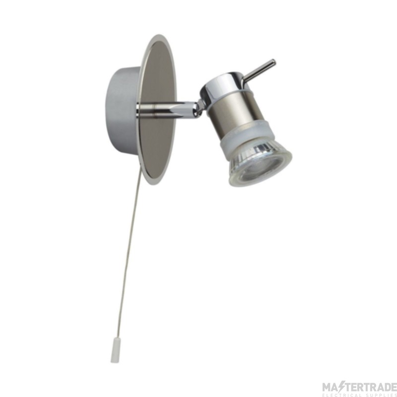 Searchlight Aries One Light Wall Spotlight In Chrome And Satin Silver