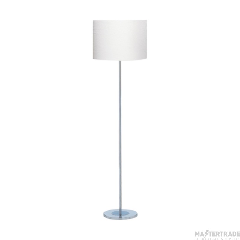 Searchlight Chrome Floor Lamp With White Round Shade