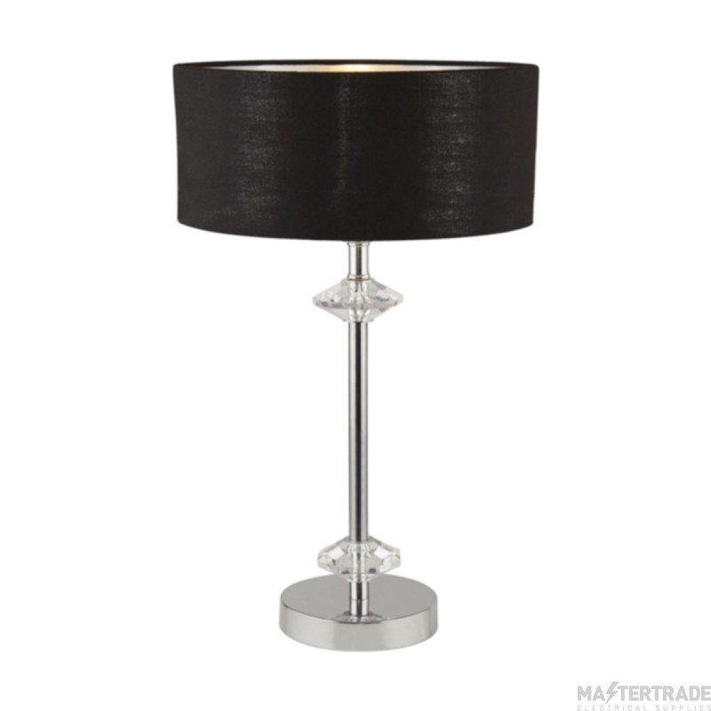 Searchlight New Orleans 1Lt Chrome Table Lamp With Black Shade/Silver Inner