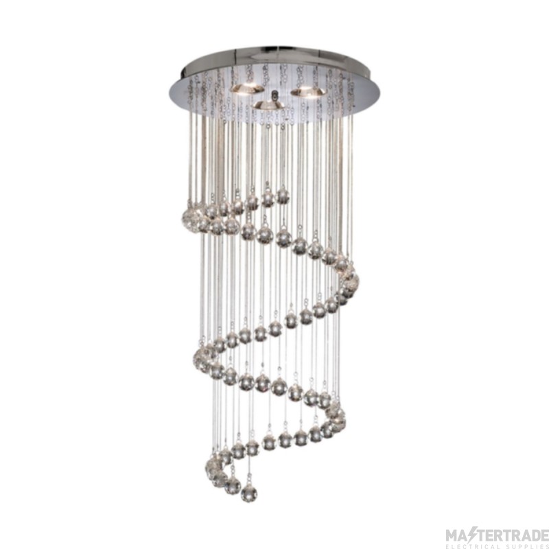 Searchlight Spiral 3 Light Chandelier In Chrome And Crystal