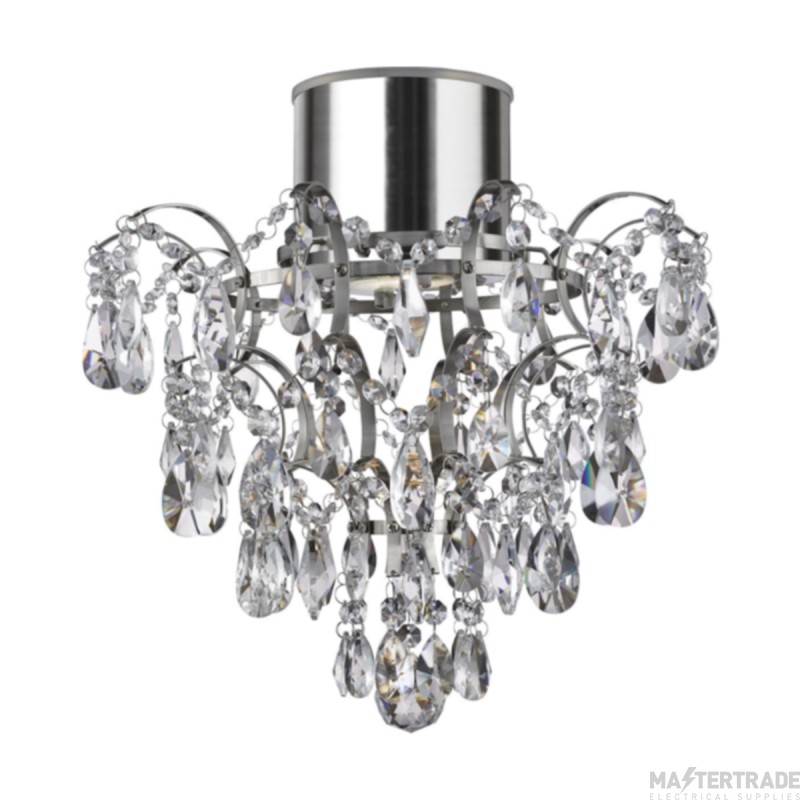 Searchlight Hanna One Light Semi Flush Ceiling In Chrome With Glass Decoration