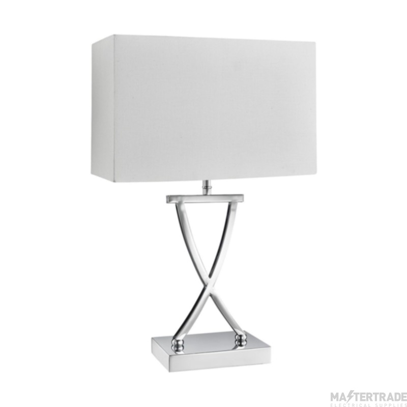 Searchlight Club Table Lamp, Chrome, White Rectangle Shade