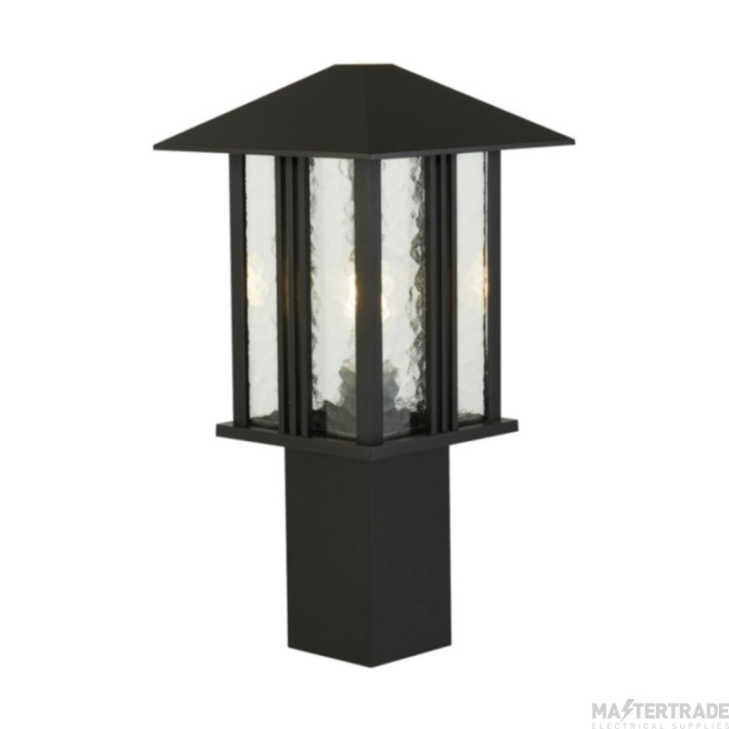 Searchlight Venice 1lt Outdoor Post (450mm Height) Black With Water Glass