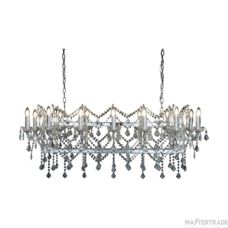 Searchlight Florence Fourteen Light Ceiling Pendant In Chrome With Crystal Drops