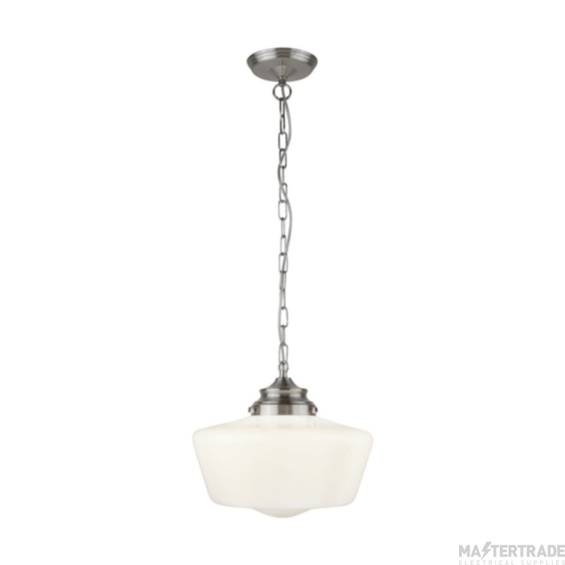 Searchlight School House 1 Light Ceiling Pendant In Satin Silver