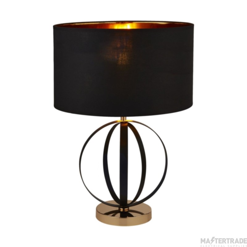 Searchlight Black And Gold Table Lamp With Shade, Inner