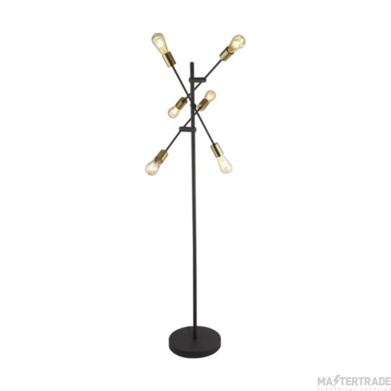 Searchlight Armstrong 6 Light Floor In Black And Brass