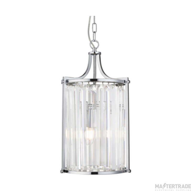 Searchlight Victoria 2 Light Ceiling Pendant In Chrome And Crystal Glass