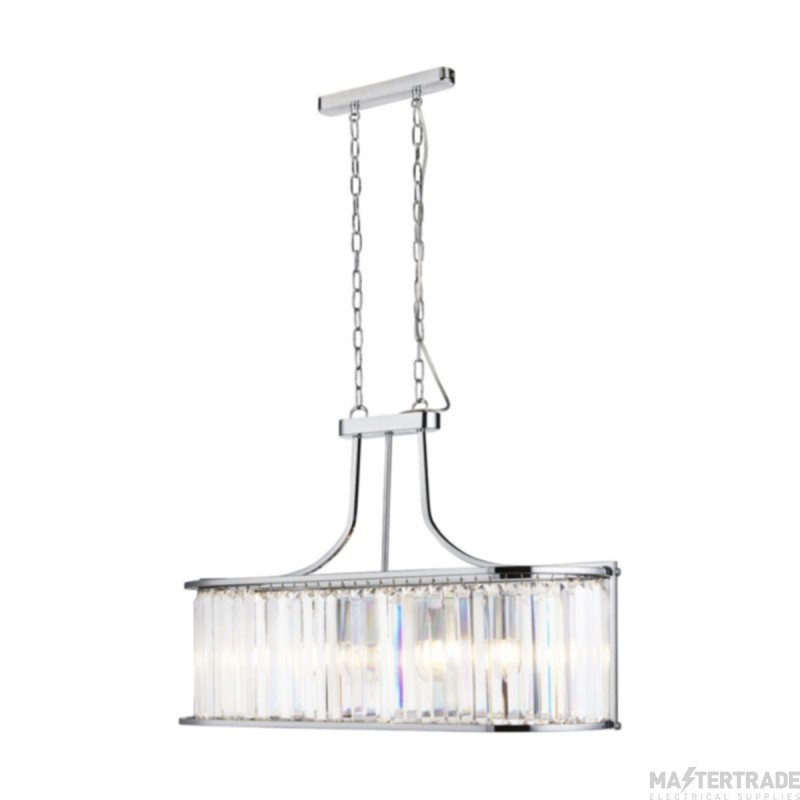 Searchlight Victoria 5 Light Ceiling Pendant In Chrome And Crystal Glass Dia: 300mm