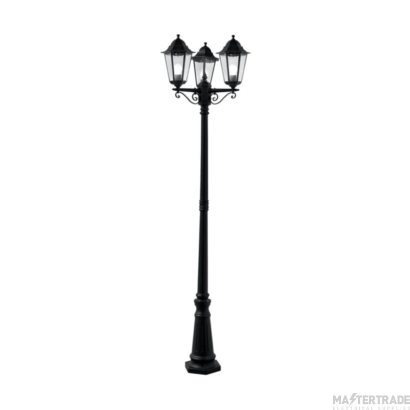 Searchlight Alex 3 Light Outdoor Post Lamp With Clear Glass In Black