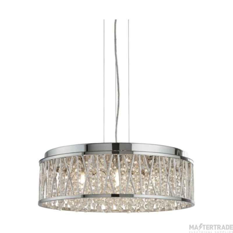 Searchlight Elise Seven Light Ceiling Pendant In Chrome With Crystal Glass