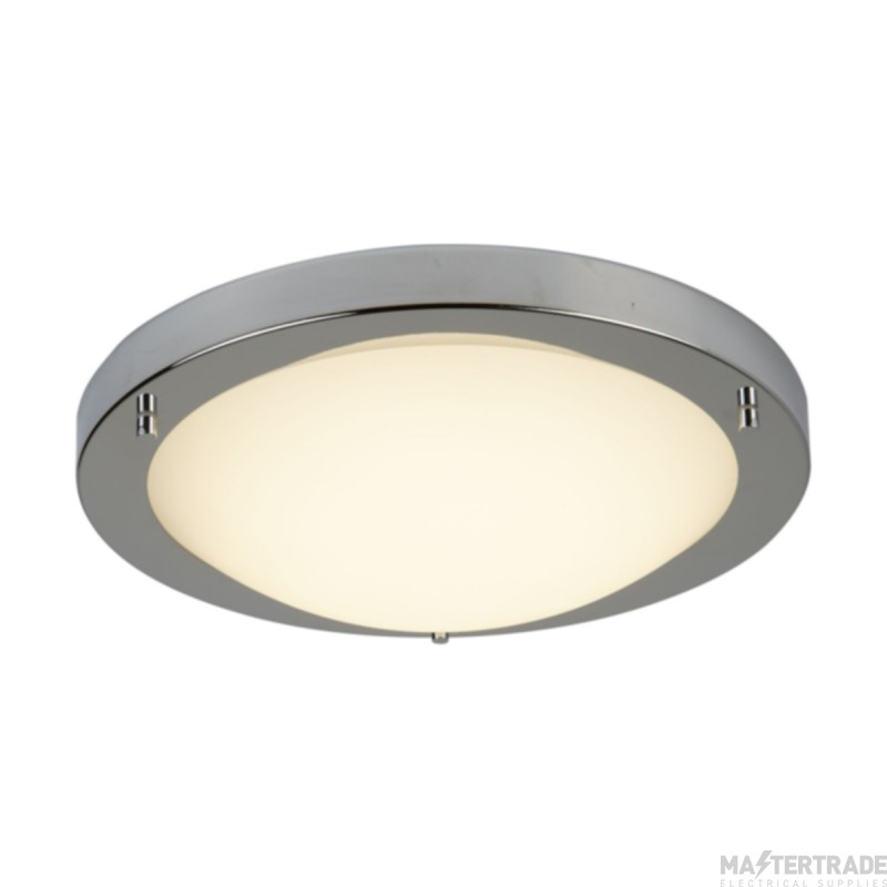 Searchlight Flush Ceiling LED Light In Satin Silver With Glass Width: 310mm