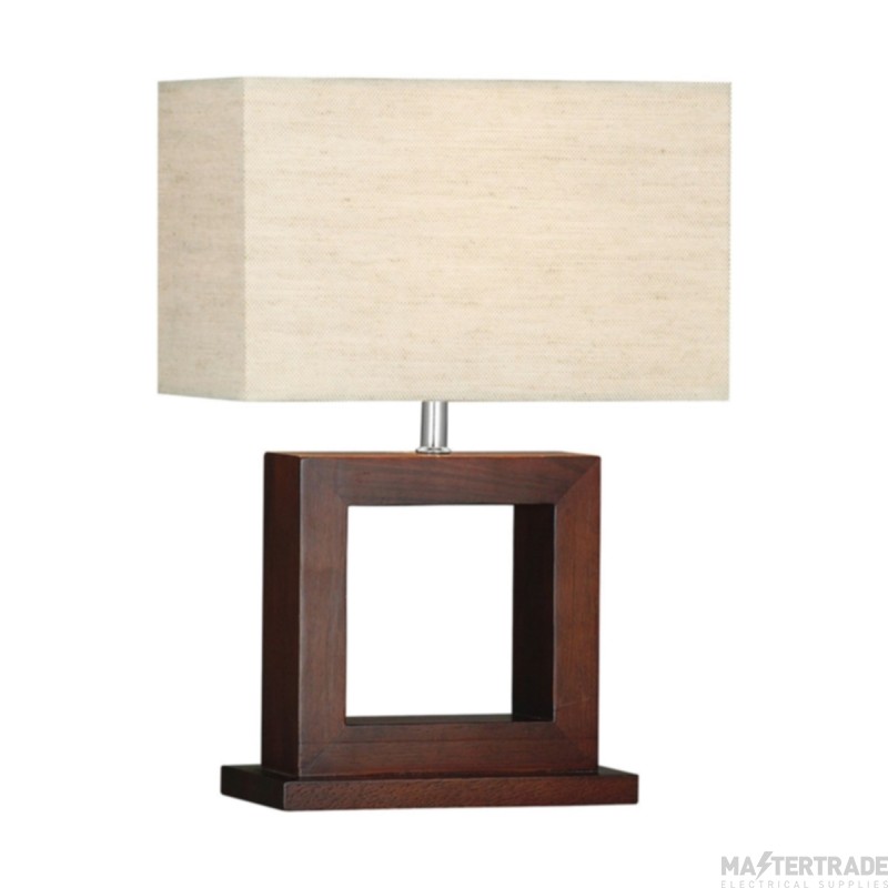 Searchlight Cosmopolitan Wooden Effect Square Table Lamp