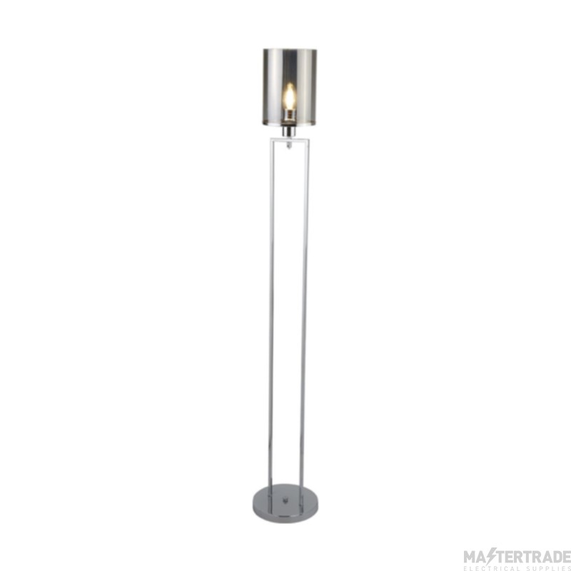 Searchlight Catalina One Light Floor In Chrome with Smokey Glass Shade