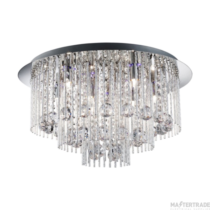 Searchlight Beatrix 8 Light Colour Changing Flush Ceiling In Chrome