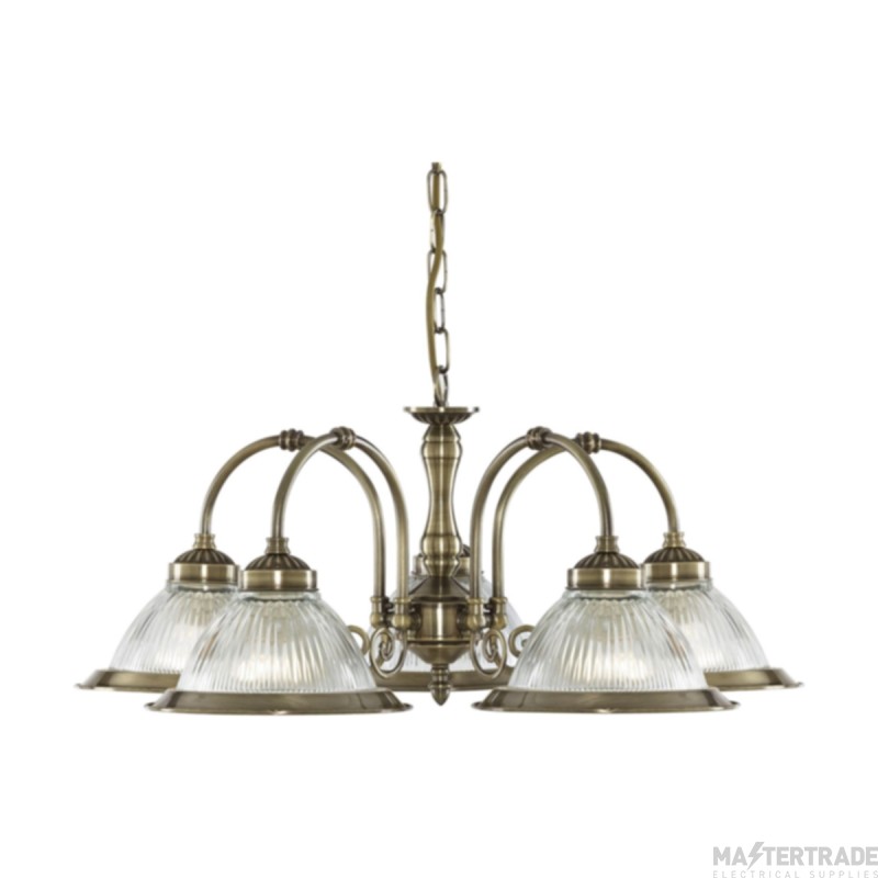 Searchlight American Diner 5 Light Ceiling Pendant In Antique Brass