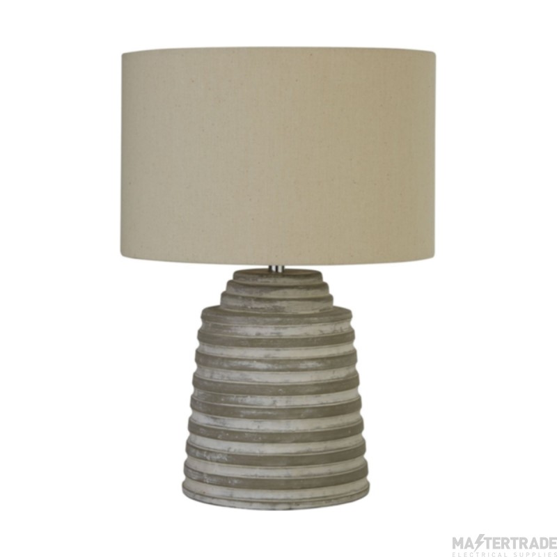 Searchlight Liana Grey Ridged Cement Table Lamp With Shade
