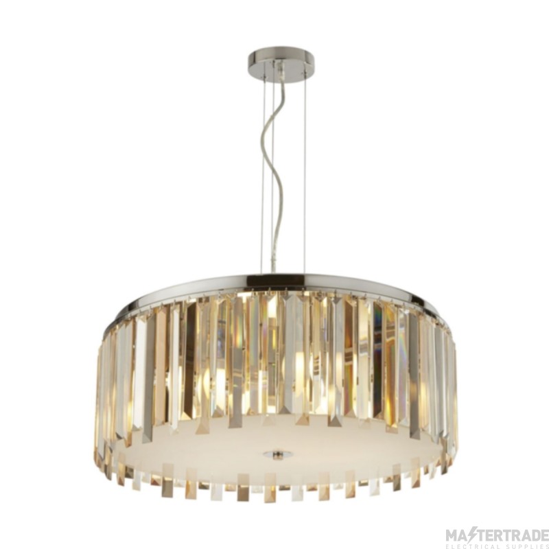 Searchlight Clarissa 5 Light Round Ceiling Pendant In Chrome And Glass