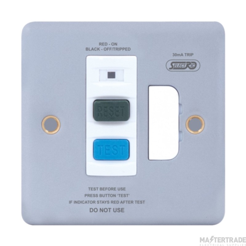 Selectric Connection Unit RCD Fused White Insert 13A 79x79x42mm Metalclad
