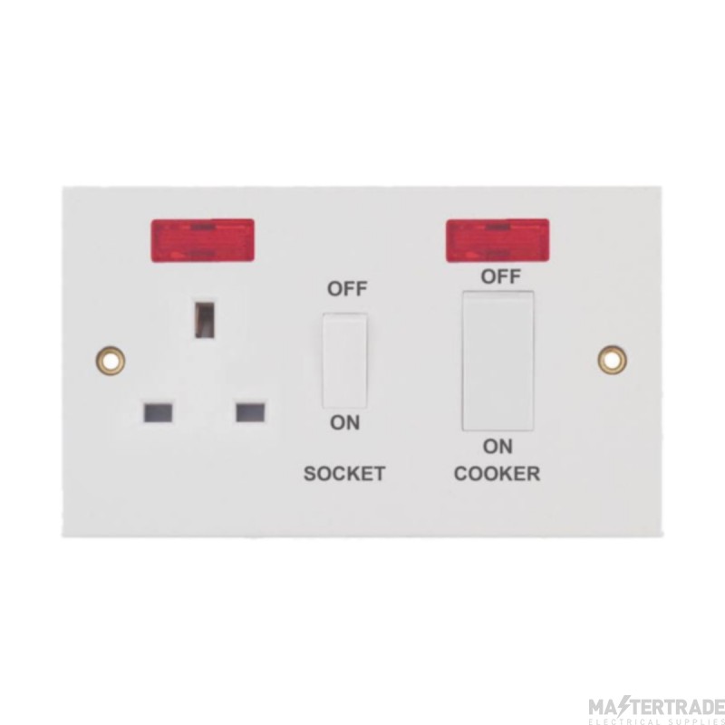 Selectric Cooker Control Unit c/w Switched Socket 13A & Neon 45A White
