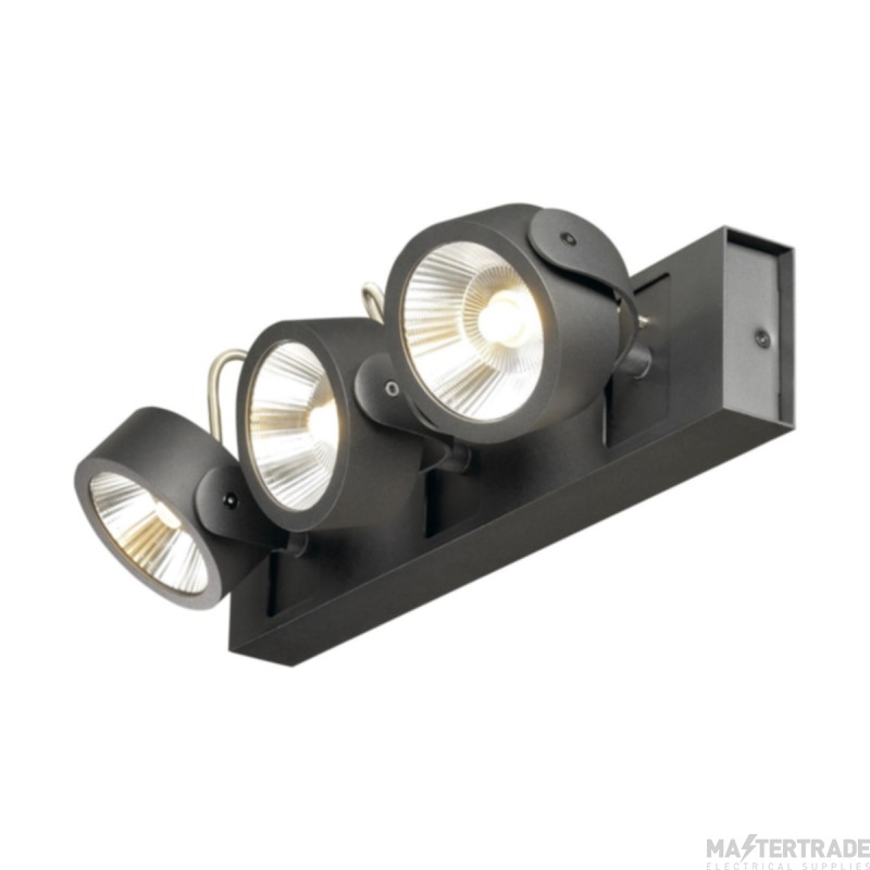 SLV Spotlight KALU Triple LED 3000K 60Deg CRI90 IP20 47W 3000lm 220-240V 43x8.9x16cm Black Aluminium