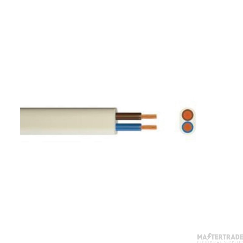 2 Core Flat Flexible Cable 0.75mmSQ 2192Y White 100M