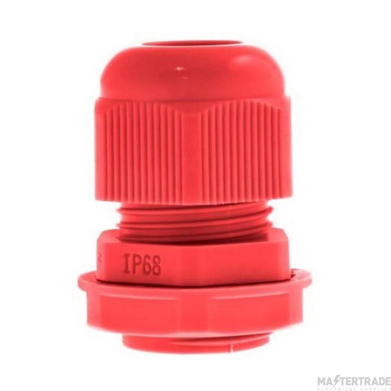 Unicrimp 20mm Nylon Cable Gland Red Pack=10