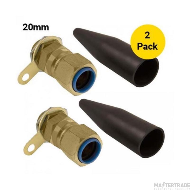 Unicrimp 20mm Brass CW Cable Gland (S) Pack=2