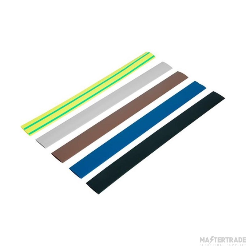 Unicrimp Sleeve Heat Shrink 5 Colours 5 x 225mm 12.7x225mm Brown Green/Yellow Blue Black Grey