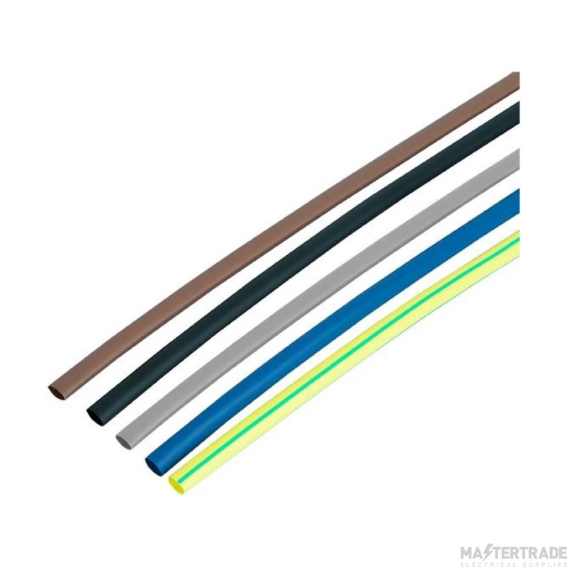 Unicrimp Sleeve Heat Shrink 5 Colours 5 x 225mm 6.4x225mm Brown Green/Yellow Blue Black Grey