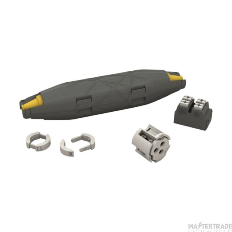 Wiska Joint Gel Insulated IP68 c/w Strain Relief & 3/2P Connector 0.5-1.5mm 118x25 Dia Grey/Yellow