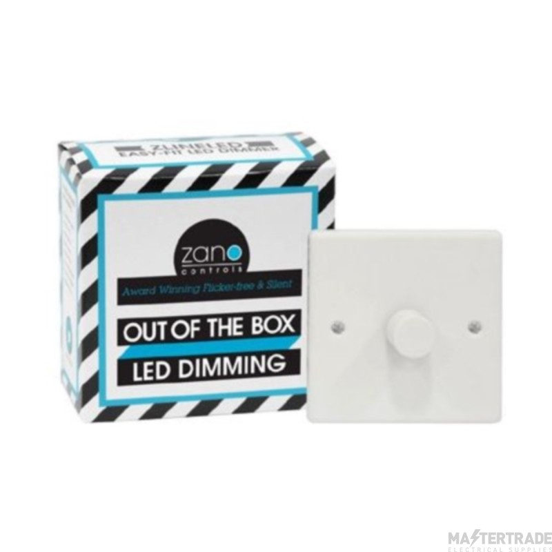 Zano 250W 1 Gang LED Rotary Dimmer Switch White Plastic