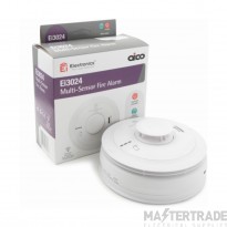 Aico EI3024 Multi-Sensor Fire Alarm with Optical and Heat Sensors with Rechargeable Battery